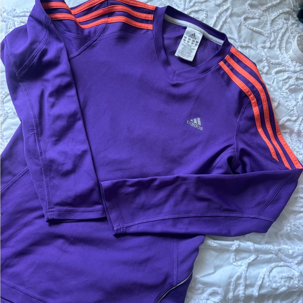 Addidas sports  Purple and Orange Long Sleeve Tee